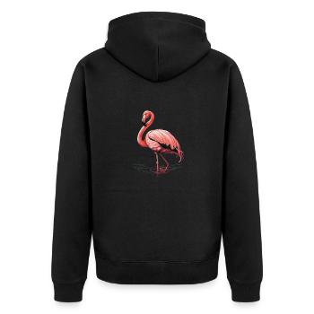 Pink Flamingo - Unisex Premium Bio Zip Hoodie - Schwarz - Hinten - Nico (187cm)