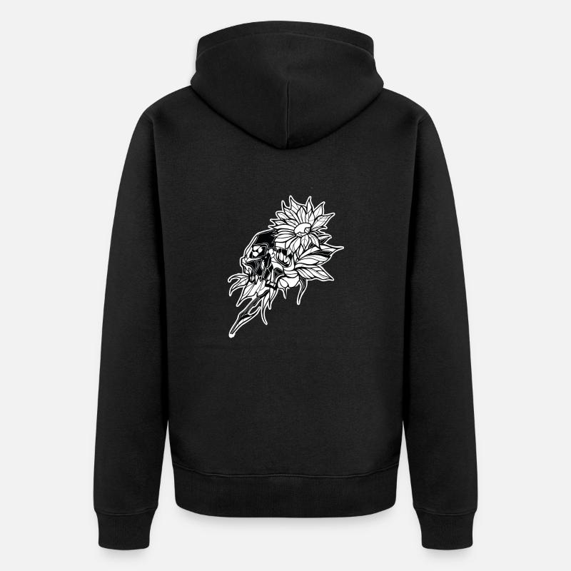 Schädel // Blume // Illustration - Unisex Premium Bio Zip Hoodie - Schwarz