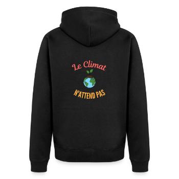 Le climat n'attend pas - Veste à capuche bio Premium Unisexe - noir - Dos - Nico (187cm)