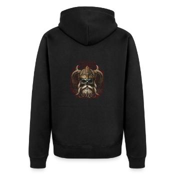 Viking Valhalla Skull - Unisex Premium Bio Zip Hoodie - Schwarz - Hinten - Nico (187cm)