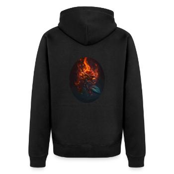 Burning Rose Gift - Unisex Premium Organic Zip Hoodie - black - Back - Nico (187cm)