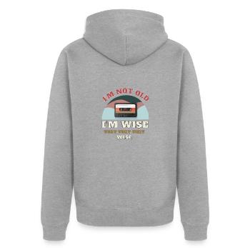 50. Geburtstag - Ich bin nicht alt, ich bin weise - Unisex Premium Bio Zip Hoodie - Grau meliert - Hinten - Nico (187cm)