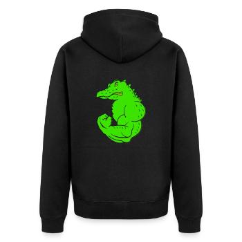 strong crocodile - Unisex Premium Bio Zip Hoodie - Schwarz - Hinten - Nico (187cm)