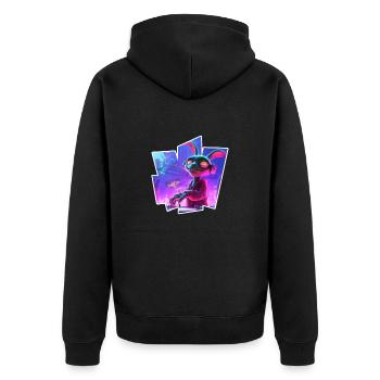 Rabbit Dj - Unisex Premium Bio Zip Hoodie - Schwarz - Hinten - Nico (187cm)