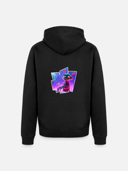 Rabbit Dj - Unisex Premium Bio Zip Hoodie - Schwarz