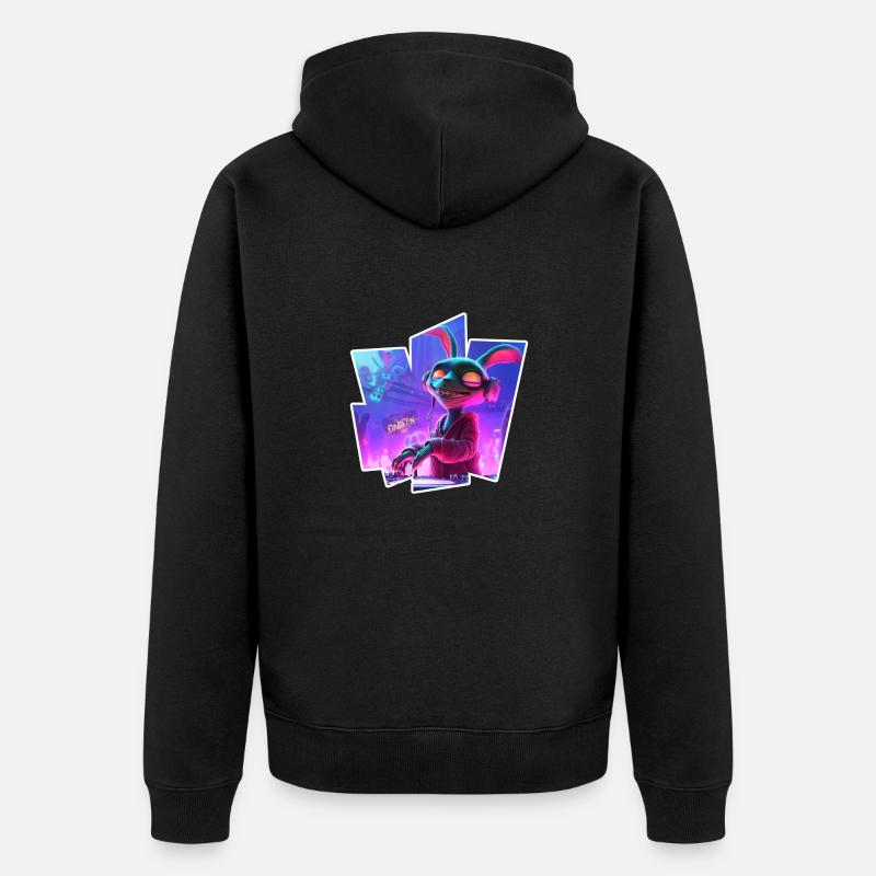 Rabbit Dj - Unisex Premium Bio Zip Hoodie - Schwarz