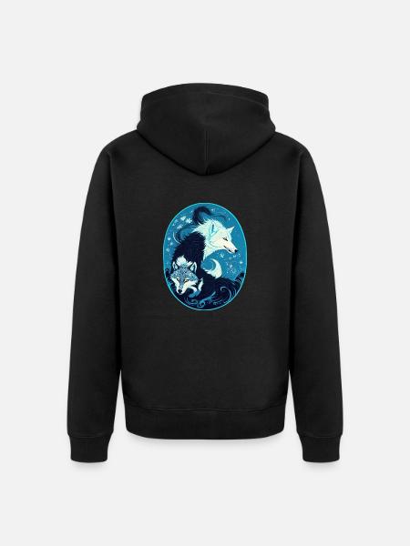 Wolves - Unisex Premium Organic Zip Hoodie - black