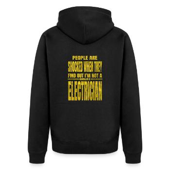 present electronics socket prop bday fun - Unisex Premium Bio Zip Hoodie - Schwarz - Hinten - Nico (187cm)