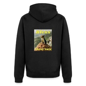 Bless These Nuts - Unisex Premium Organic Zip Hoodie - black - Back - Nico (187cm)