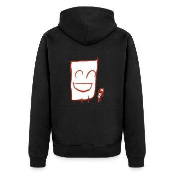 Happy fellas (white) - Unisex Premium Organic Zip Hoodie - black - Back - Nico (187cm)