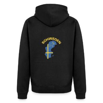 Schweden Karte - Unisex Premium Bio Zip Hoodie - Schwarz - Hinten - Nico (187cm)