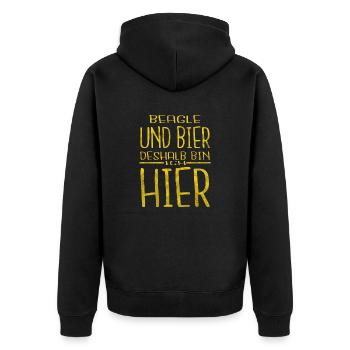 hopfen bullterrier statement haustier kneipensport - Unisex Premium Bio Zip Hoodie - Schwarz - Hinten - Nico (187cm)