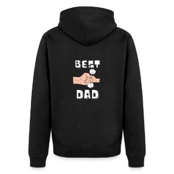 Bester Papa Vater Kind Shirt Vatertag Geschenk - Unisex Premium Bio Zip Hoodie - Schwarz - Hinten - Nico (187cm)