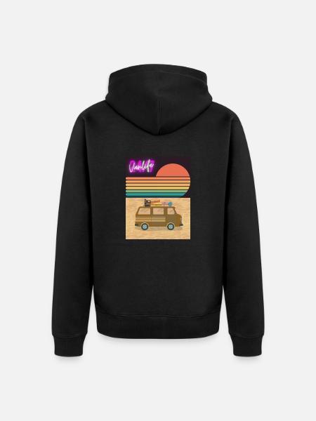 Van at the Beach - Unisex Premium Bio Zip Hoodie - Schwarz