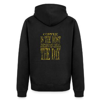 bday geek happy quote funny funny quote milk - Unisex Premium Bio Zip Hoodie - Schwarz - Hinten - Nico (187cm)
