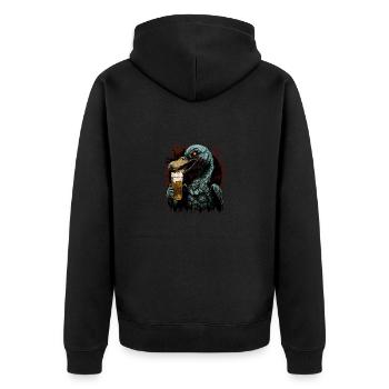 Cool horror duck with beer - creative and eye-catching - Unisex Premium Organic Zip Hoodie - black - Back - Nico (187cm)