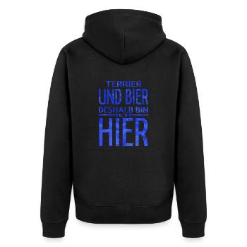 lieben statement chihuahua saufen bullterrier - Unisex Premium Bio Zip Hoodie - Schwarz - Hinten - Nico (187cm)