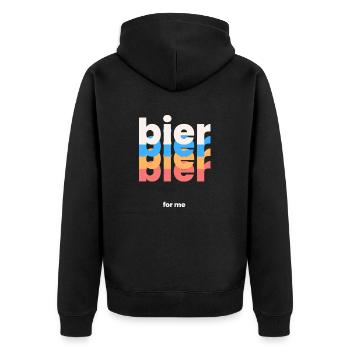 Bier for me - Unisex Premium Bio Zip Hoodie - Schwarz - Hinten - Nico (187cm)