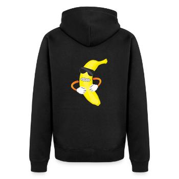 funny banana - Unisex Premium Organic Zip Hoodie - black - Back - Nico (187cm)