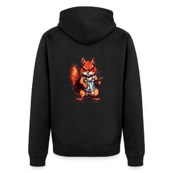 Eichhörnchen als bewaffneter Söldner - Unisex Premium Bio Zip Hoodie - Schwarz - Hinten - Nico (187cm)
