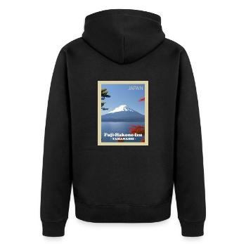 Japans Mount-Fuji-Nationalpark - Unisex Premium Bio Zip Hoodie - Schwarz - Hinten - Nico (187cm)