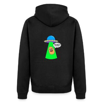 Ufo entführt Kartoffel - Unisex Premium Bio Zip Hoodie - Schwarz - Hinten - Nico (187cm)