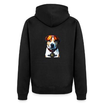 Steam - Dog - Unisex Premium Bio Zip Hoodie - Schwarz - Hinten - Nico (187cm)