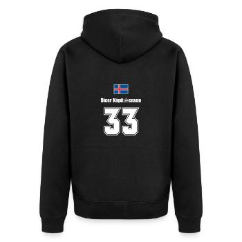 Island Trikot Nr.33 - Unisex Premium Bio Zip Hoodie - Schwarz - Hinten - Nico (187cm)