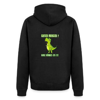 Guten morgen ganz dünnes Eis - Unisex Premium Bio Zip Hoodie - Schwarz - Hinten - Nico (187cm)