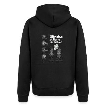 Glânois.e et fier.e de l être! - Veste à capuche bio Premium Unisexe - noir - Dos - Nico (187cm)