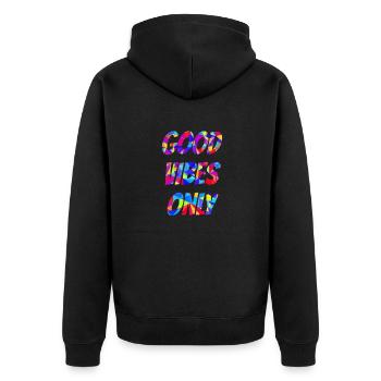 Adoptez de bonnes vibrations: obtenez votre chemise colorée maintenant! - Veste à capuche bio Premium Unisexe - noir - Dos - Nico (187cm)
