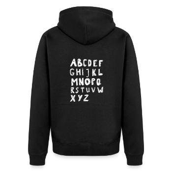 Alphabet Druckbuchstaben - Unisex Premium Bio Zip Hoodie - Schwarz - Hinten - Nico (187cm)