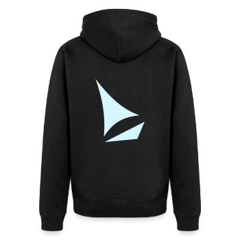 Stilisiertes Segelboot - Unisex Premium Bio Zip Hoodie - Schwarz - Hinten - Nico (187cm)