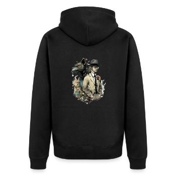 Hervé werewolf - Unisex Premium Organic Zip Hoodie - black - Back - Nico (187cm)