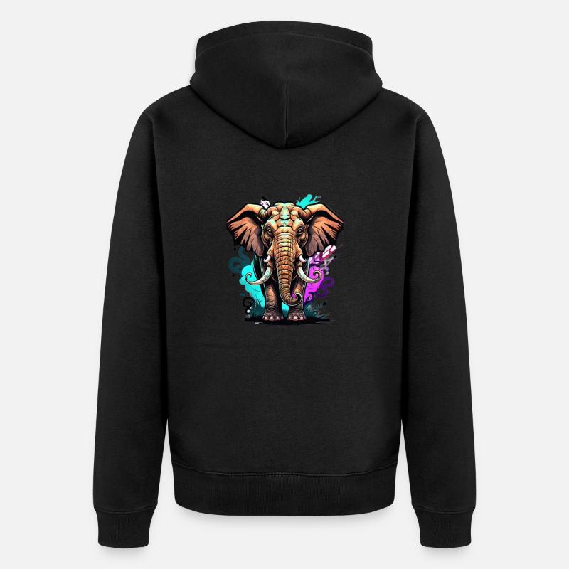 Graffiti Elefant - Unisex Premium Bio Zip Hoodie - Schwarz