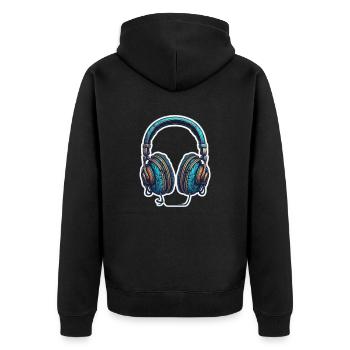 Headphones - Music - Unisex Premium Organic Zip Hoodie - black - Back - Nico (187cm)
