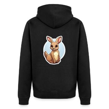 Kangaroo Kawaii - Unisex Premium Organic Zip Hoodie - black - Back - Nico (187cm)