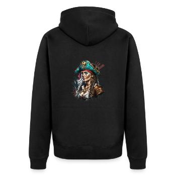 Piratinn - Unisex Premium Bio Zip Hoodie - Schwarz - Hinten - Nico (187cm)