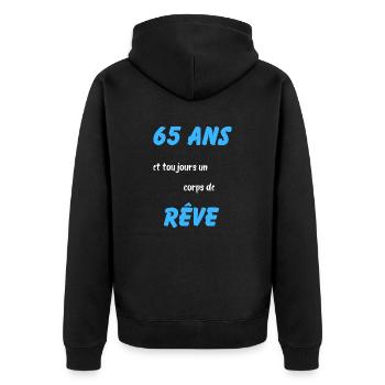 65 ans et toujours un corps de rêve - Veste à capuche bio Premium Unisexe - noir - Dos - Nico (187cm)