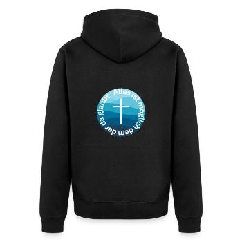 Alles ist möglich 2 - Unisex Premium Bio Zip Hoodie - Schwarz - Hinten - Nico (187cm)