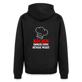 Köchin - Unisex Premium Bio Zip Hoodie - Schwarz - Hinten - Nico (187cm)