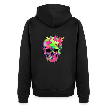 Cute Punk Skull / Kawaii Punk Skull - Unisex Premium Organic Zip Hoodie - black - Back - Nico (187cm)