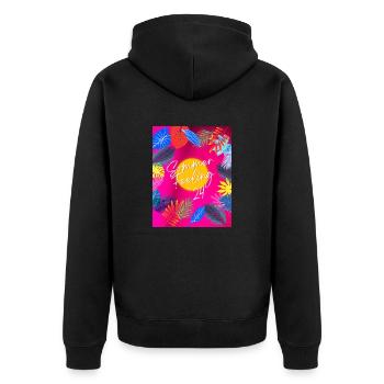 Sommer feeling 24 - Unisex Premium Bio Zip Hoodie - Schwarz - Hinten - Nico (187cm)