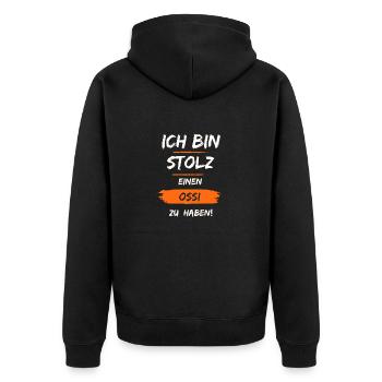 Stolz auf meinen Ossi - Unisex Premium Bio Zip Hoodie - Schwarz - Hinten - Nico (187cm)