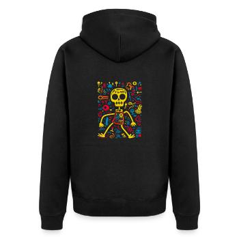 Bones & Beats: Skater Skeleton T-Shirt - Unisex Premium Bio Zip Hoodie - Schwarz - Hinten - Nico (187cm)