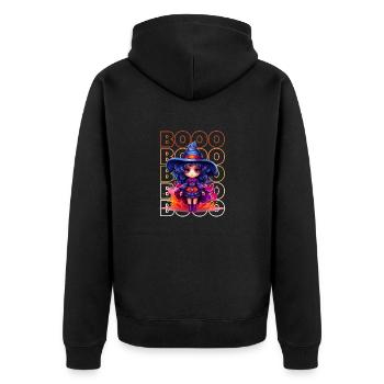 Chibi Brew & Booo! Adorable Witch Tee! - Unisex Premium Organic Zip Hoodie - black - Back - Nico (187cm)