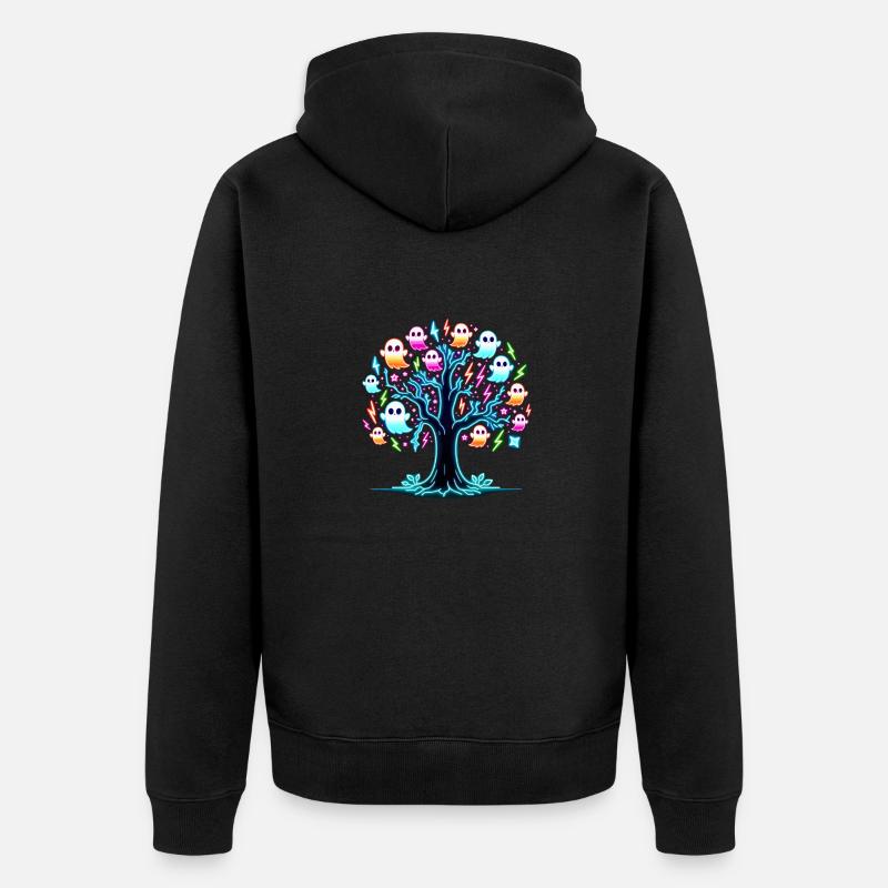 Neon Glow Ghost Tree T-Shirt - Veste à capuche bio Premium Unisexe - noir