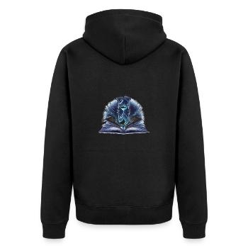 Lernen ist nur eine Frage der Zeit. - Unisex Premium Bio Zip Hoodie - Schwarz - Hinten - Nico (187cm)