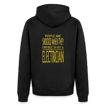 cool light bulb electrician clothing - Unisex Premium Bio Zip Hoodie - Schwarz - Hinten - Nico (187cm)