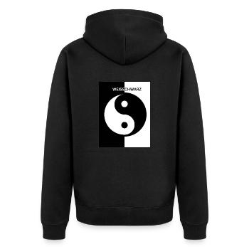 WEISSCHWARZ - Unisex Premium Bio Zip Hoodie - Schwarz - Hinten - Nico (187cm)
